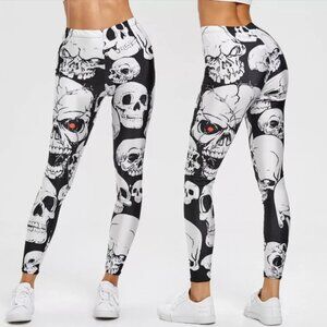 Set of 3 Leggings Sports Yoga Pants 3D Printed Skulls Hot Trends Size S